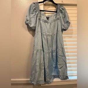 Light Blue Puff Sleeve Dress